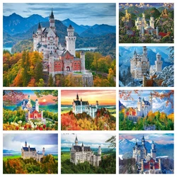 5d Germany Neuschwanstein Castle Bavaria Landscape AB Diamond Art Painting Full Square Drills Mosaic Cross Stitch Home Decor