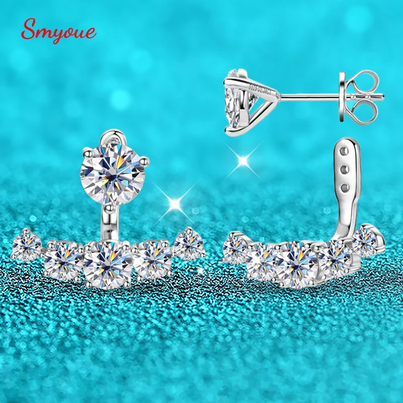 Smyoue 4.6CTTW Full Moissanite Stud Earrings for Women Sparkly Simulated Diamond S925 Sterling Silver Ear Jewelry Christmas Gift