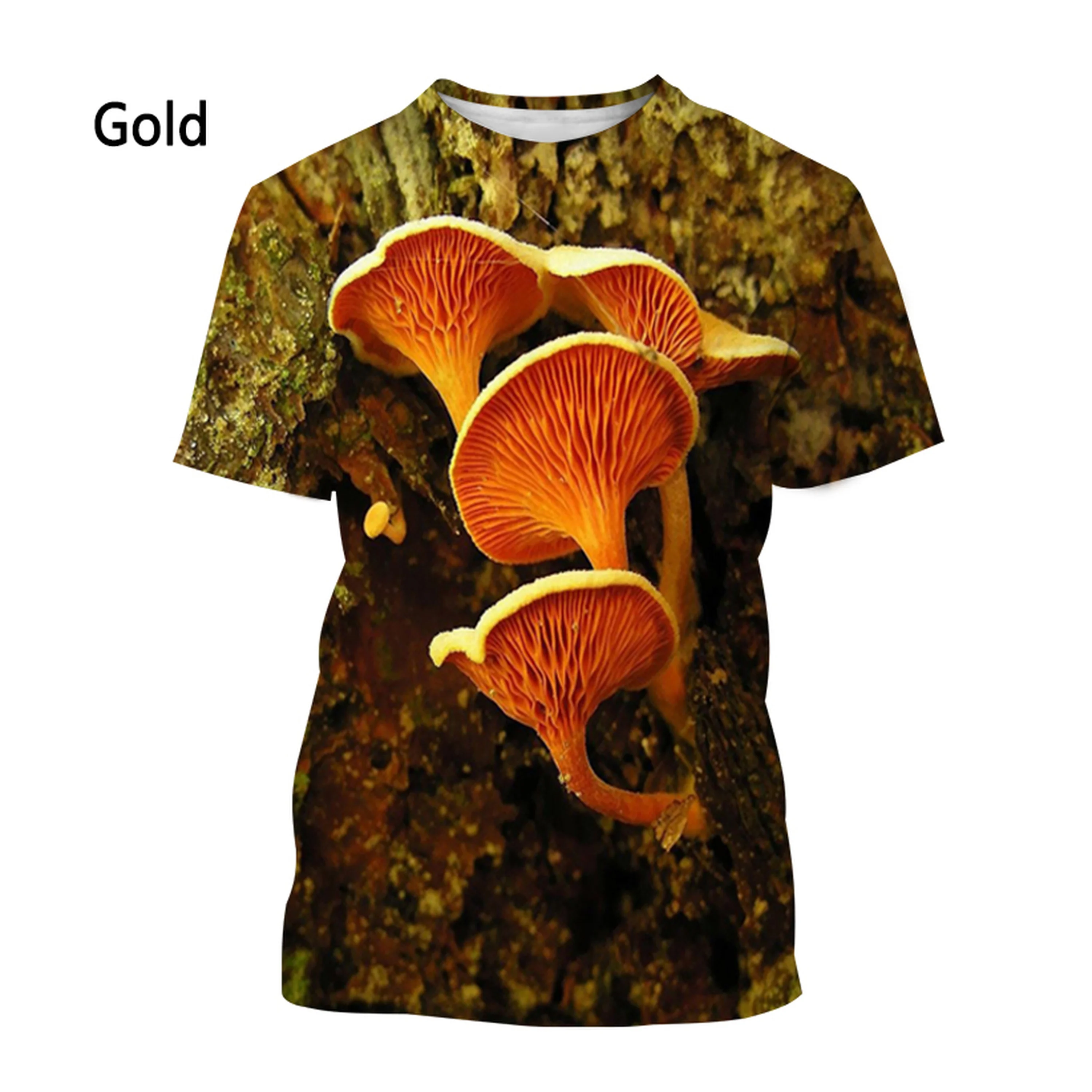 New fashion mushroom men\'s and women\'s 3D printed casual short-sleeved T-shirt