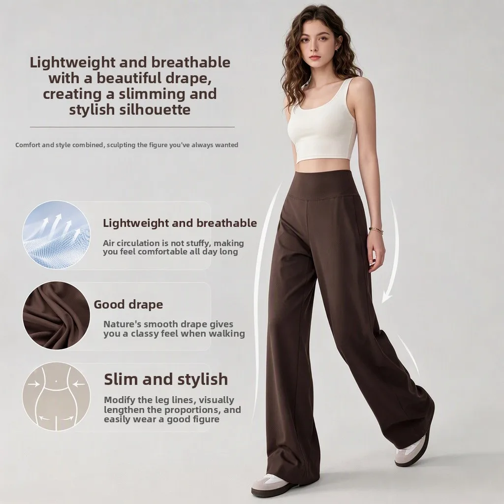 Outdoor Training Casual Pants Running Fitness Pants Loose Straight Pants High Waist Sports Yoga  Wide Leg Women