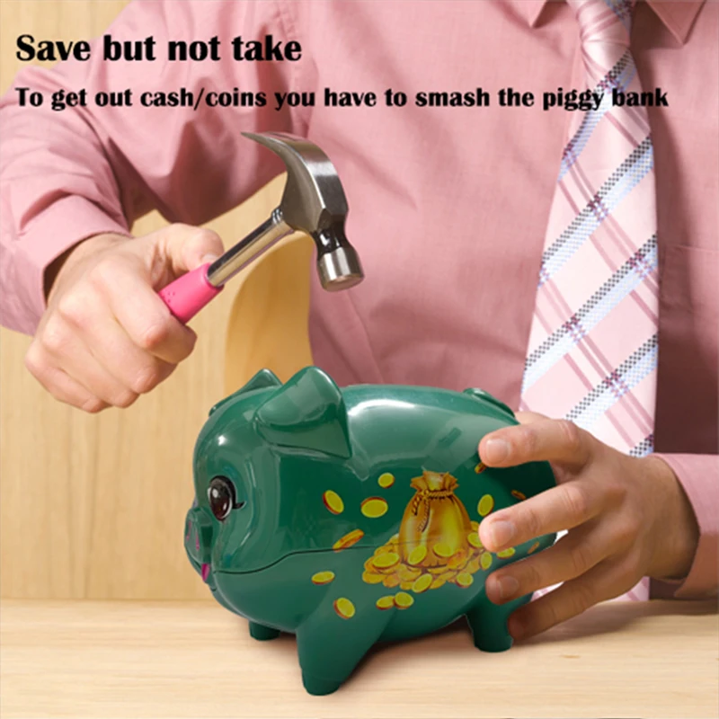 Pig Piggy Bank Coin Cash Banknote Saving Money Box Cute Plastic Pig Piggy Bank for Girls Boys Adults Practical Birthday Gifts