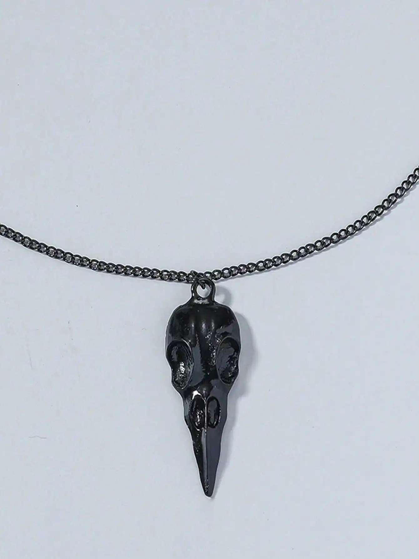 الظلام الأسود سبيكة الغراب الجمجمة قلادة قلادة الشرير الرجعية سلسلة الترقوة للرجال والنساء هالوين الأزياء والمجوهرات #4