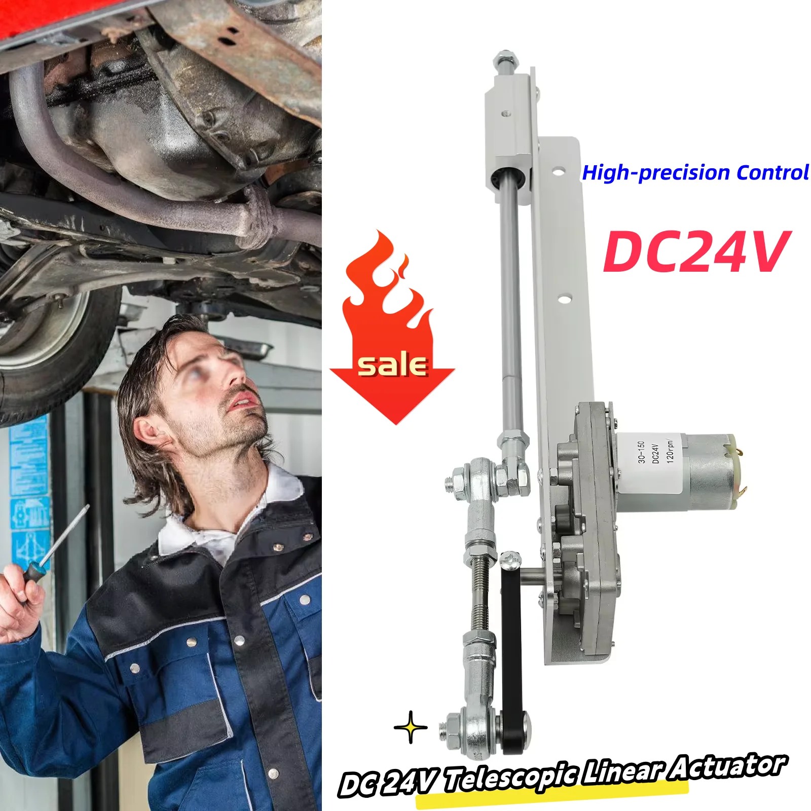 DC 24V Telescopic Linear Actuator Reciprocating Cycle Linear Motor Adjustable Stroke Linear Actuator