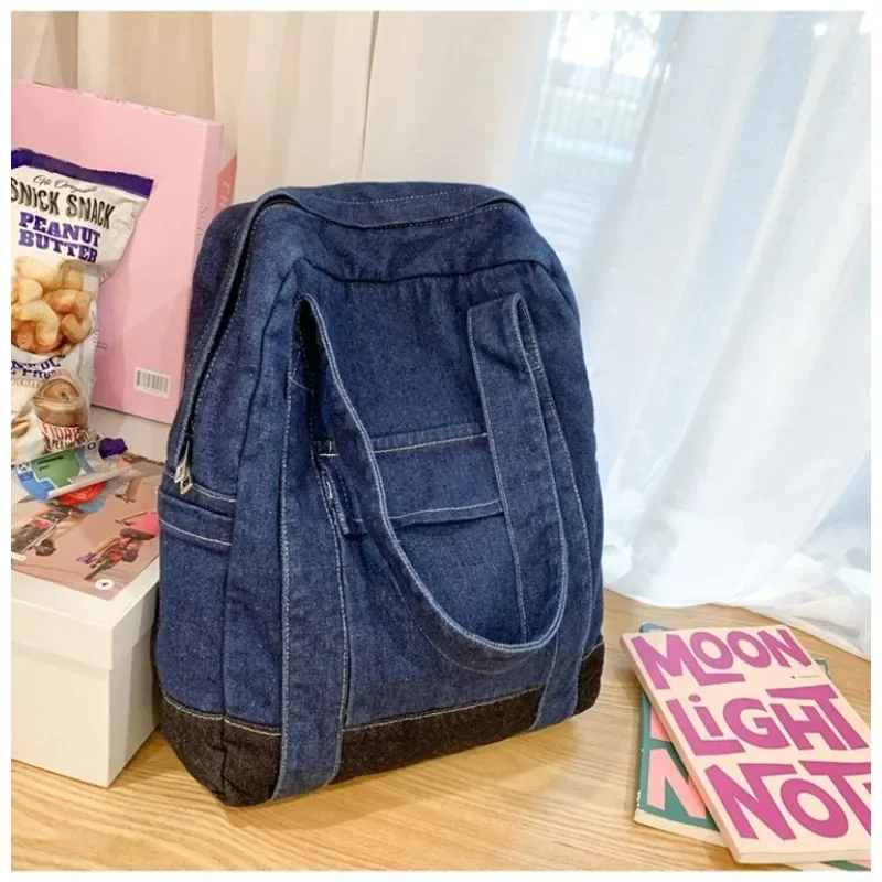 Backpack Unisex Large Capacity All-match Washed Denim Korean Version Senior High School College Student Schoolbag Journey