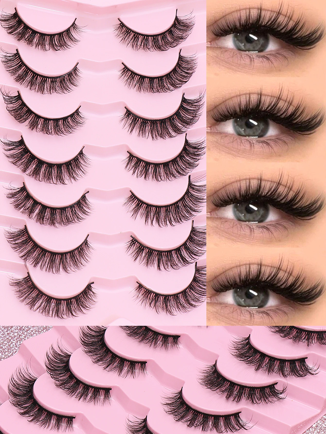 AYRMILLA False Eyelashes 5 pairs of Natural and Fluffy, Fine and Smooth, Suitable for Daily Work Meetings, Natural False Eyelashes
