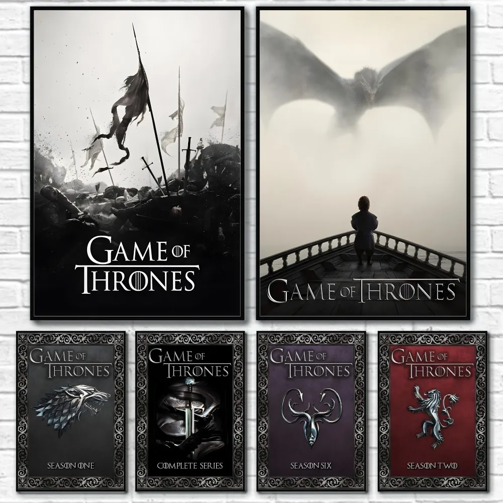 W-Western D-Dragon Game Of T-ThroneS Poster Sticky Wall Art Printing Waterproof Home Living Bed Room Bar Aesthetic Decor