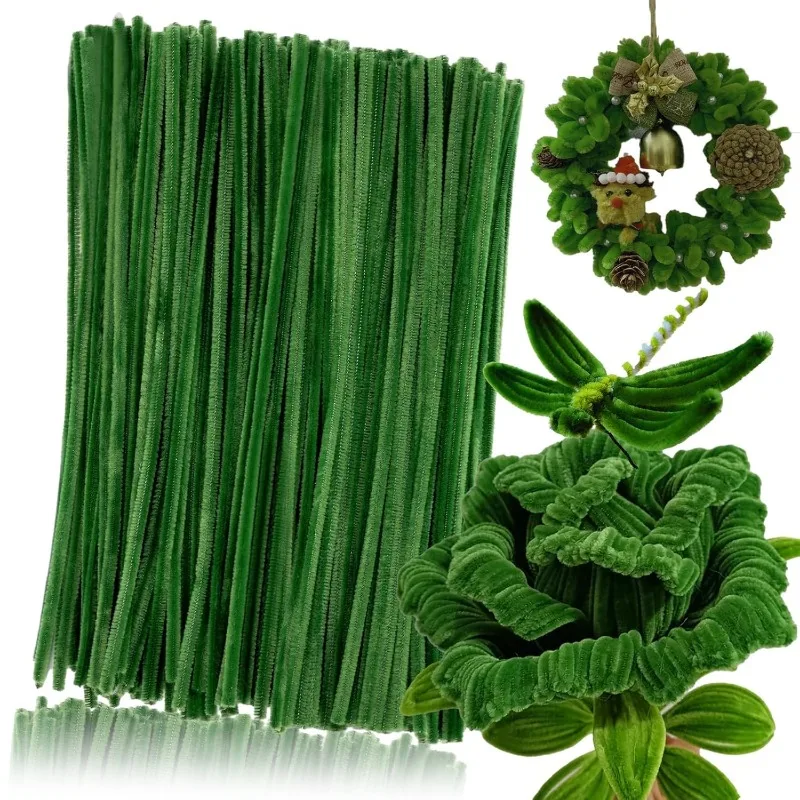 

100 Pcs Green Pipe Cleaners, 12 Inch Chenille Stems for Crafts, DIY Art & STEM Projects, Classroom Supplies, Fuzzy Sticks