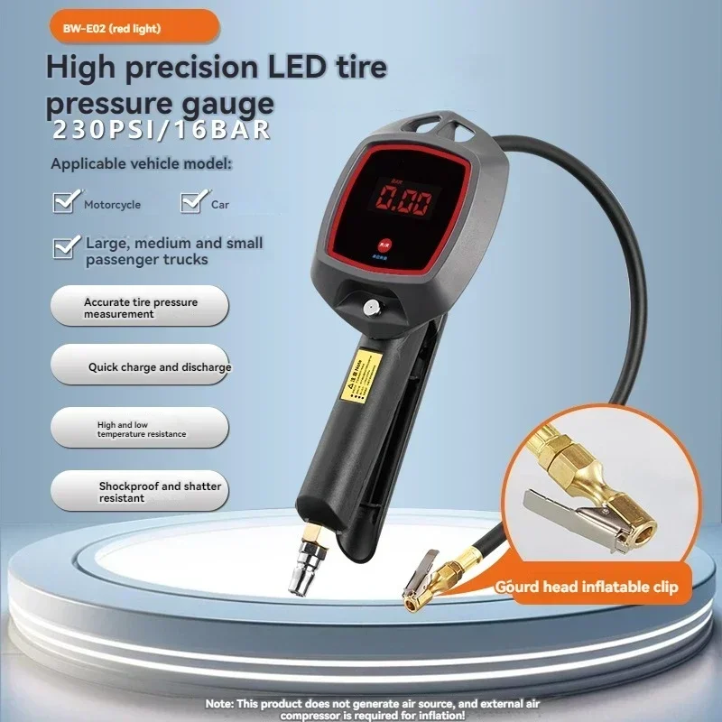 

Новый цифровой манометр для измерения давления в шинах с электронным дисплеем и пистолетом для подкачки шин