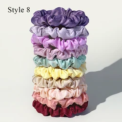 10Pcs/pack Colorful Satin Silk Scrunchies Elastic Hair Bands Small Hair Rope Hair Accessories Ponytail Holder Fashion Headwear