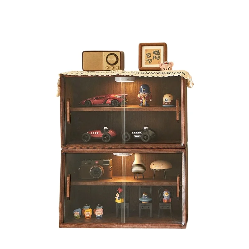 

Solid wood storage cabinet, dust-proof table, desktop water cup, tea set, coffee shelf, living room dining side storage rack