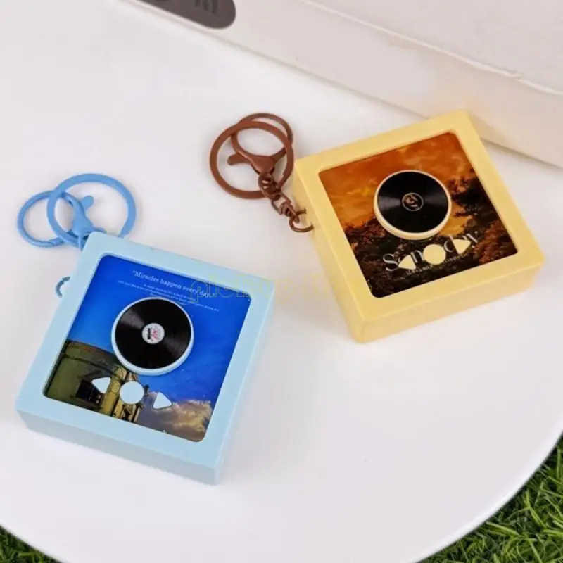 Q5WA 미니어처 턴테이블 플레이어 수집가 및 애호가를위한 키 체인 음악 상자