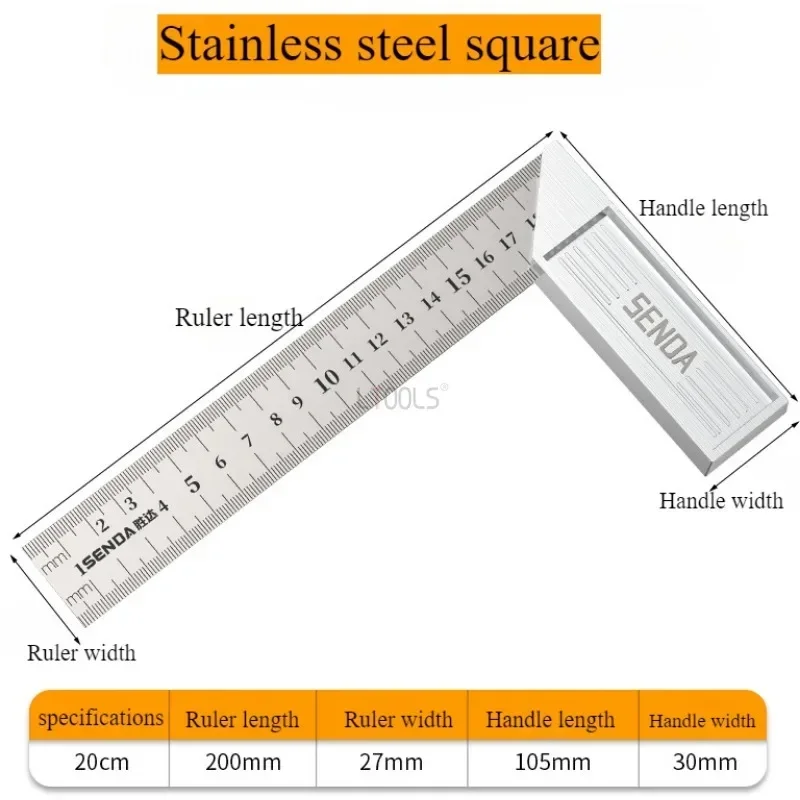 90 ° Drawing Measurement Square Ruler Apply Woodworking Cutting Ruler Measuring Tool for Woodworking Decoration Measurement Tool