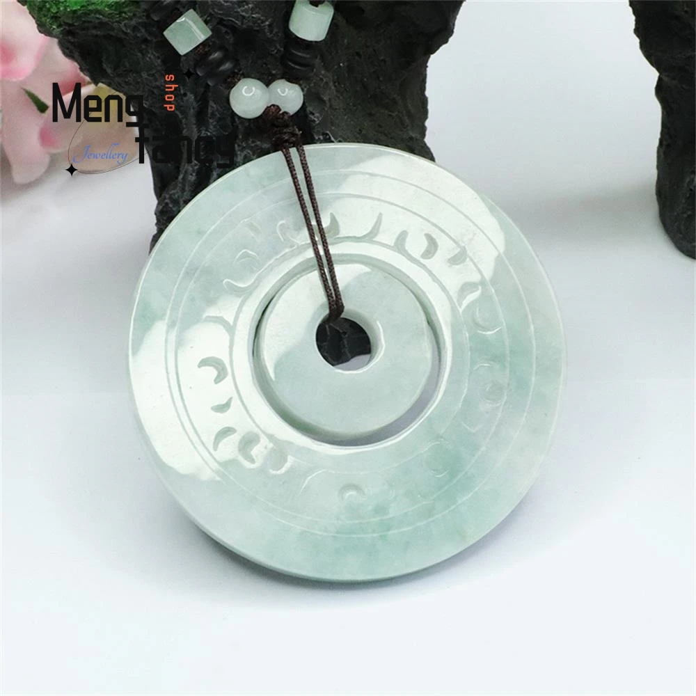 Natural Myanmar A-goods Jadeite Son Mother Button Exquisite Elegant Simple High-grade Pendant Antique Peace Button Holiday Gifts