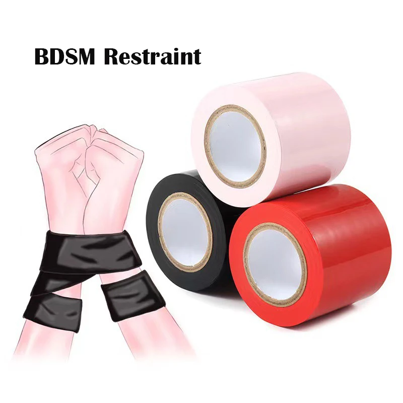 SM Sex Tapes BDSM Restraint Electrostatic Adsorption Tape Adult Couple Game Tool Handcuffs Leg Restraint Tape Bed Restraints Set