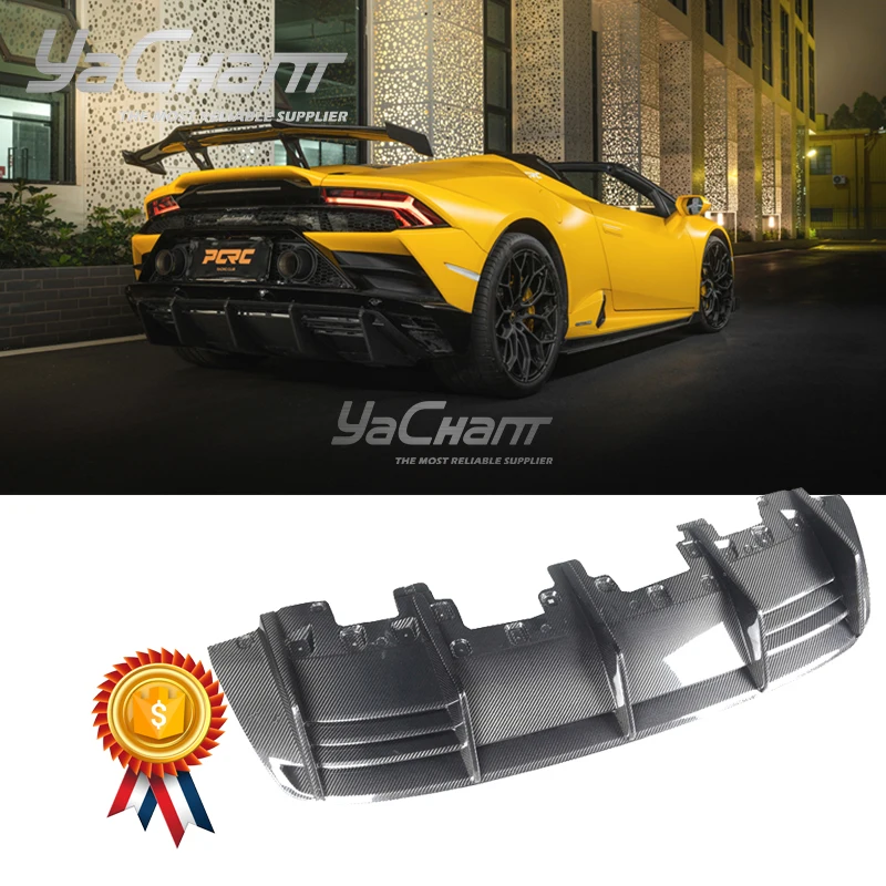 Car-Styling Dry Carbon Fiber OD Style Rear Diffuser Fit For 2019-2023 Lamborghini Huracan EVO & RWD & Spyder Bumper Diffuser