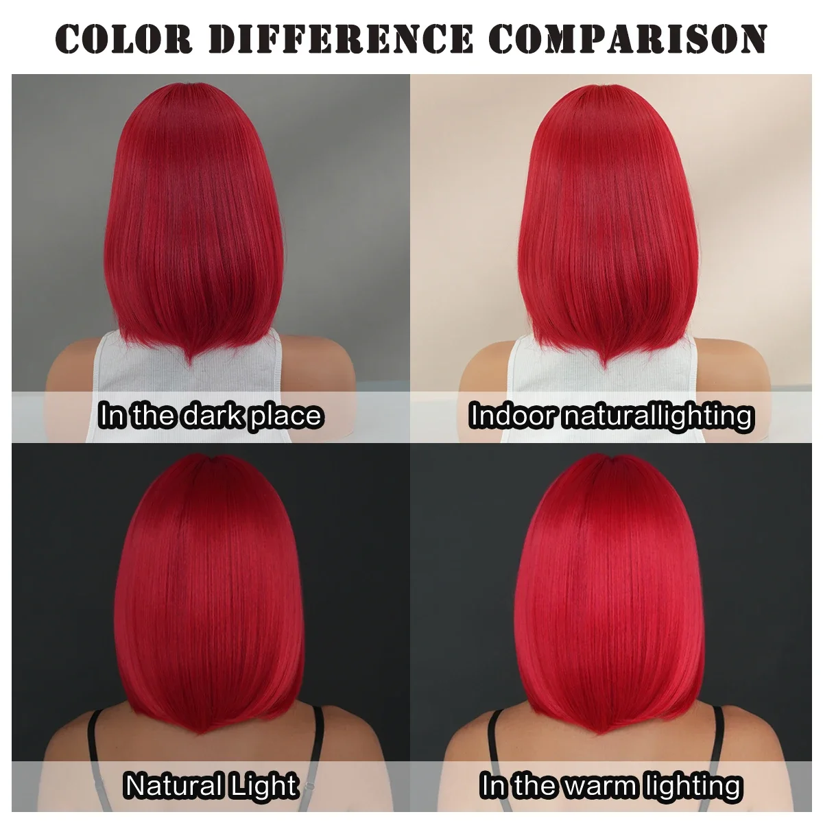 Halloween Cosplay Wig Long Straight Red Wig for Women Daily Party High Density Synthetic Middle Part Hair Wig with Curtain Bangs