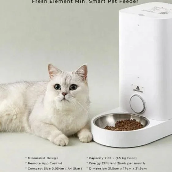 Automatic Cat Feeder WiFi Element Mini 2.58L Cat Feeder With APP Control for Pet Food Stainless Steel Bowl
