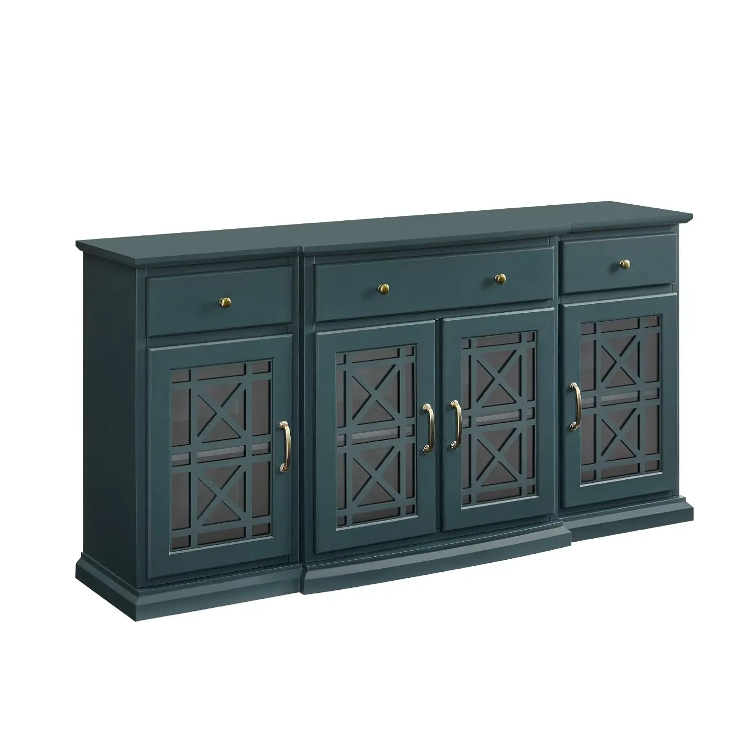 Modern Wood Glass Door Buffet Sideboard Living Room Entryway Serving Storage Cabinet Doors Dining Room Console, 60 Inch, Dark