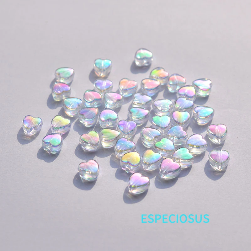 Perles amples en acrylique Transparent en forme de cœur, 9MM, plaqué multicolore, accessoires de Bracelet d'espacement, départements de fabrication de bijoux à faire soi-même