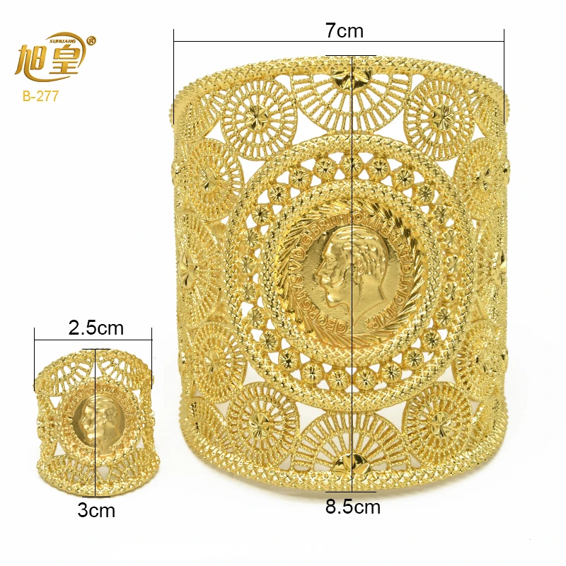 XUHUANG 2022 Luxury Style Cuff Bangles With Rings For Women Dubai Wedding Jewelry Gifts African Indian Carve Bangles Wholesale