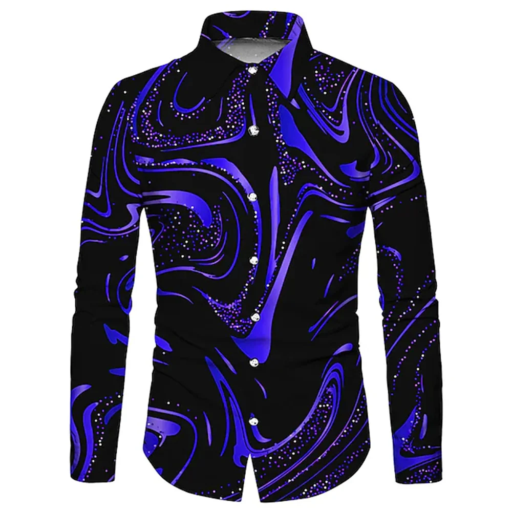 Fashion New Men's Shirts are 3D Printed With lightning Patterns Long-sleeved Casual Clothes Everyday Ctreet In Spring And Summer