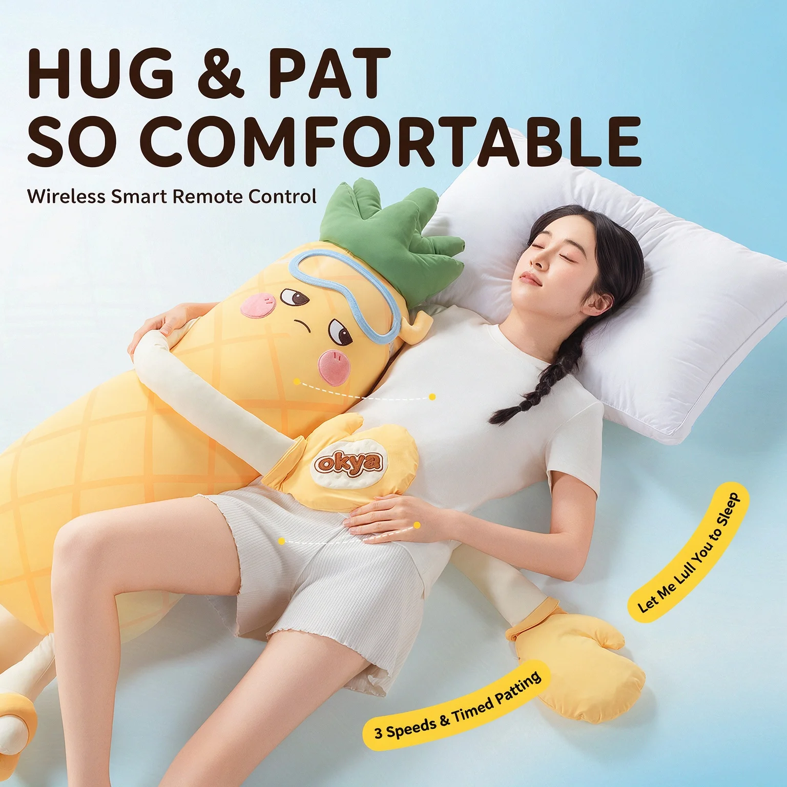 Patting Pillow OKYA Pineapple Sleep Aid Long Plush Cushion for Bedtime Relaxation Christmas Gift
