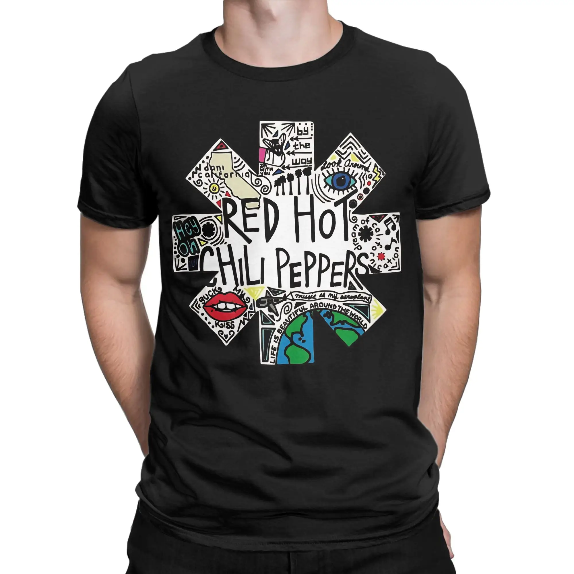 RHCP Red Hot Chili Peppers T Shirt Summer  100 Cotton T Shirts For Adult Pattern Tee Shirt Short-Sleeved Y2K Casual Tees
