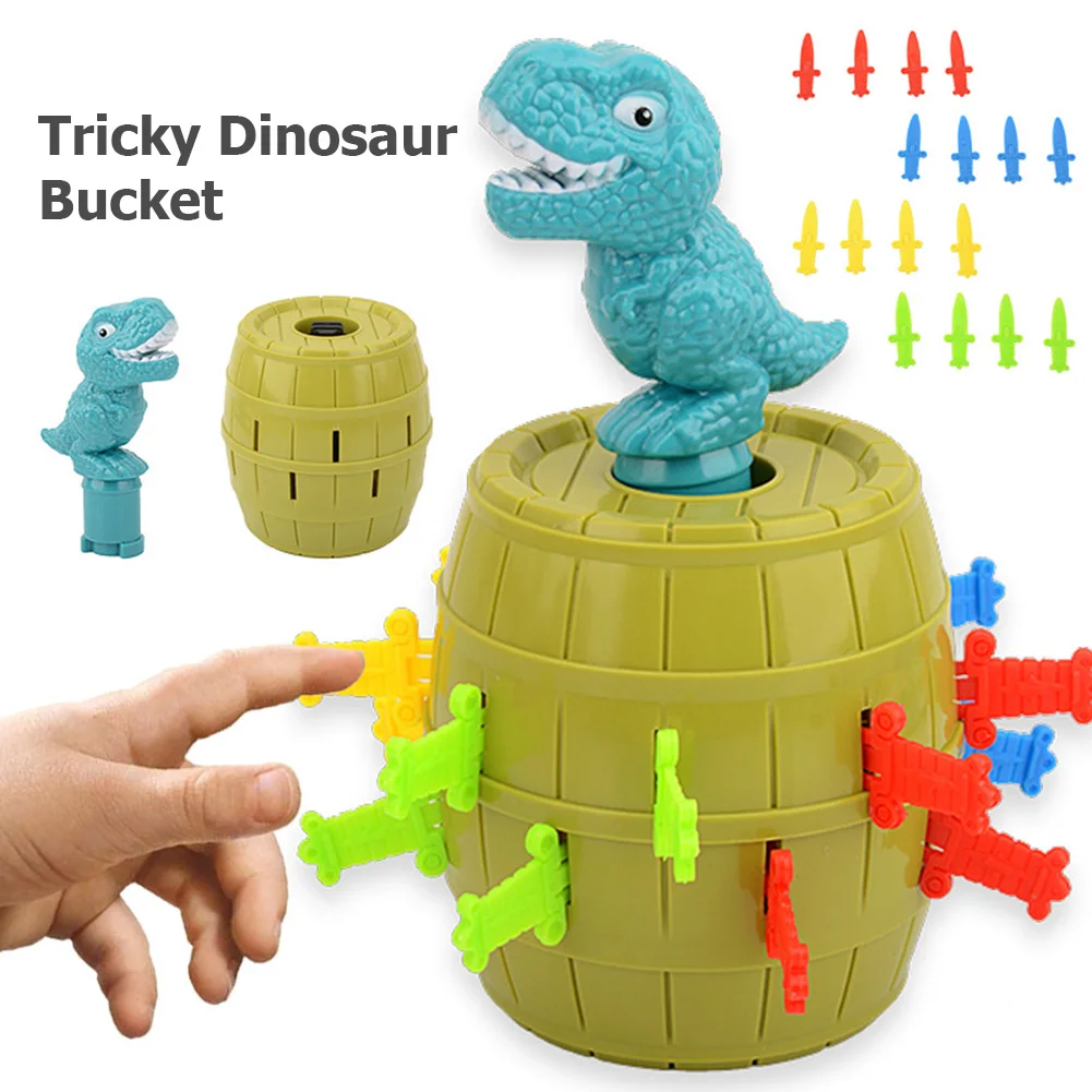 Dinossauro Pop Up Toy Barrel Jogo, Brinquedos Complicados, T-Rex Saltando Baldes, Novidade Stab