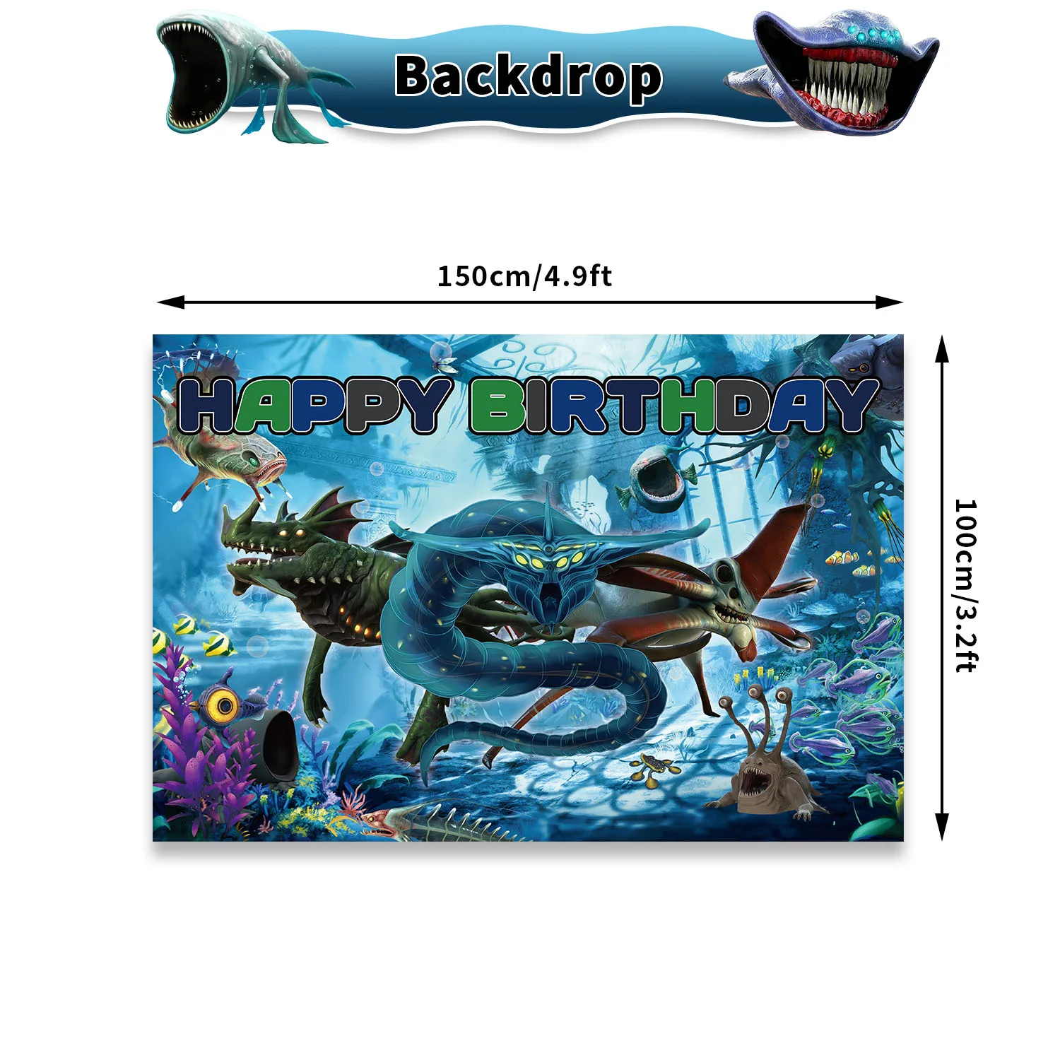 Bloop Sea Monster Birthday Party Decorations Set – Subnautica Sea Easter Themed Party Supplies with Banner, Balloon, Cake Topper