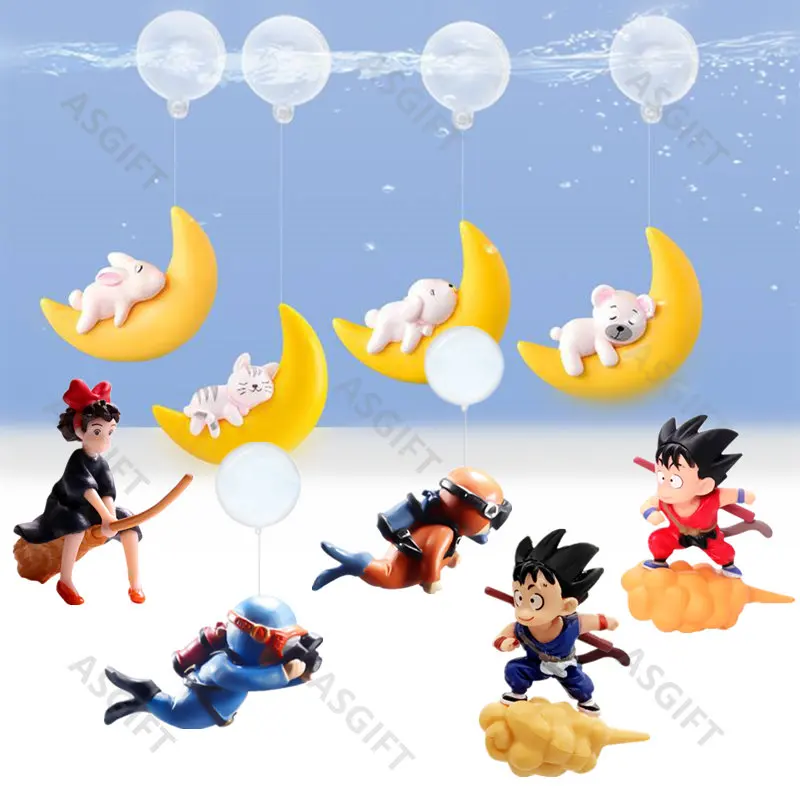 Cute Floating Aquarium Decoration Wukong Diver Magic Fairy Moon Animal Figure Cartoon Fish Tank Ornament