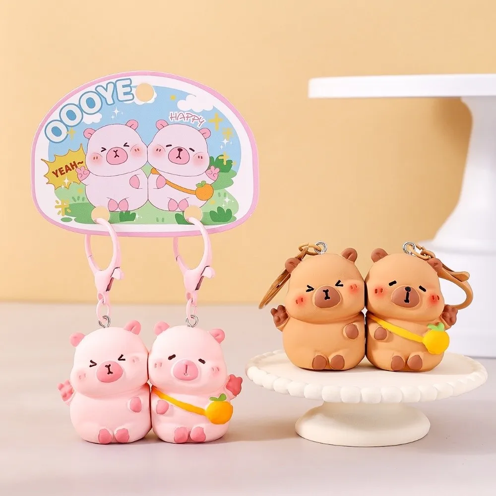 الإبداعية المغناطيسي القط تمثال المفاتيح الفول السوداني كابيبارا الكرتون الحيوان حلقة رئيسية الموز لطيف زوجين المعلقات الأولاد