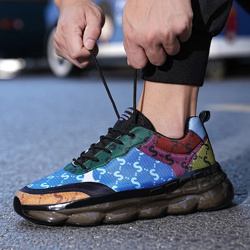 Modne męskie buty do biegania oddychające adidasy do biegania mężczyźni poduszka sportowe buty sportowe na platformie trampki męskie buty sportowe