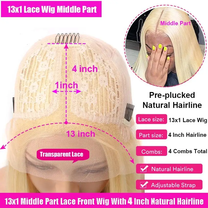 13*1 Lace Wig 613 Blonde Human Hair Wig Pre Plucked Brazilian Straight  Lace Frontal Wigs Transparent Lace Front Wig Remy Hair