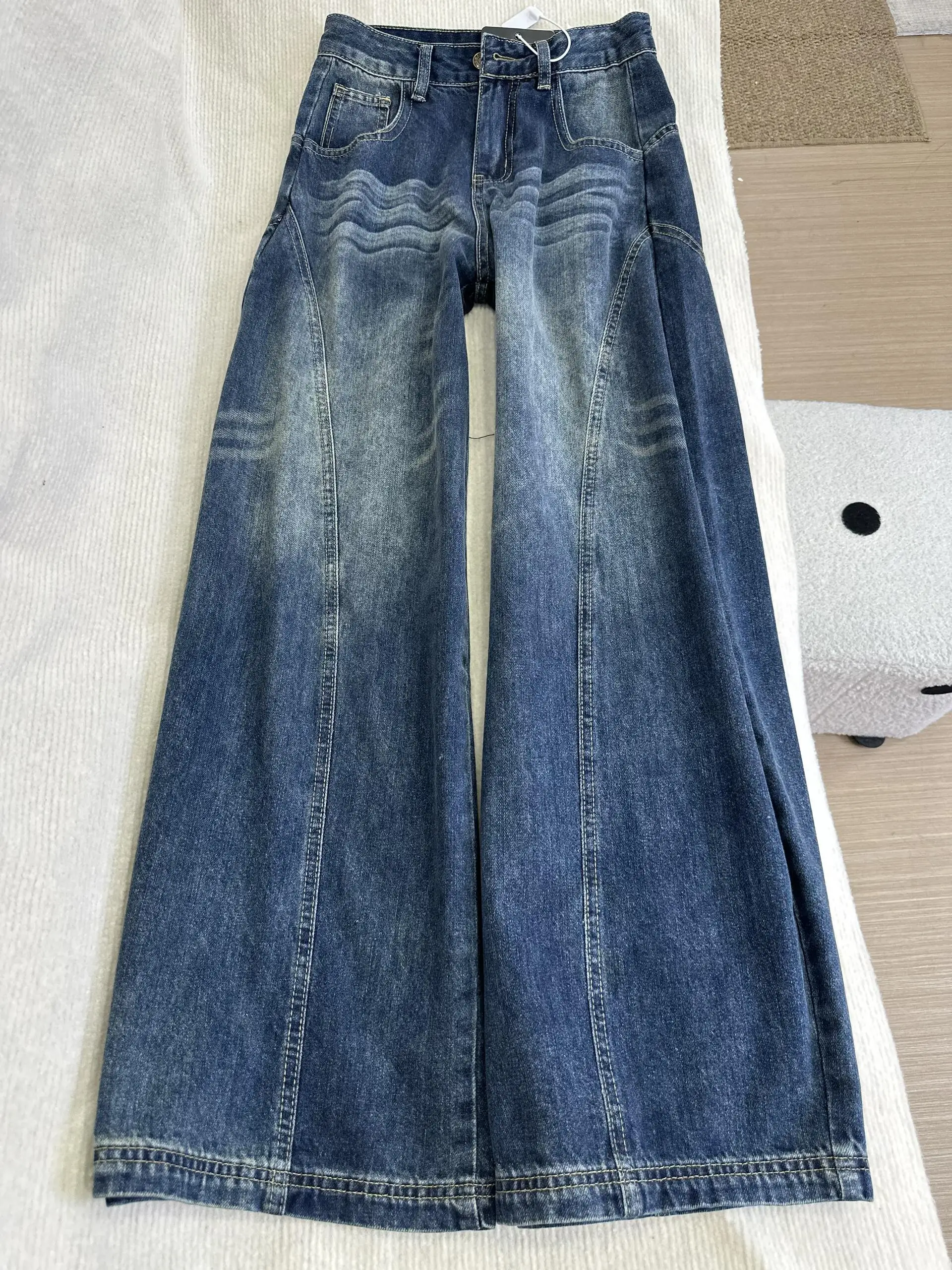 

Retro American Washed Knife Wide Leg Jeans Women's High Waist Slimming Drapey Denim Spring 2026 New Style Straight Cut