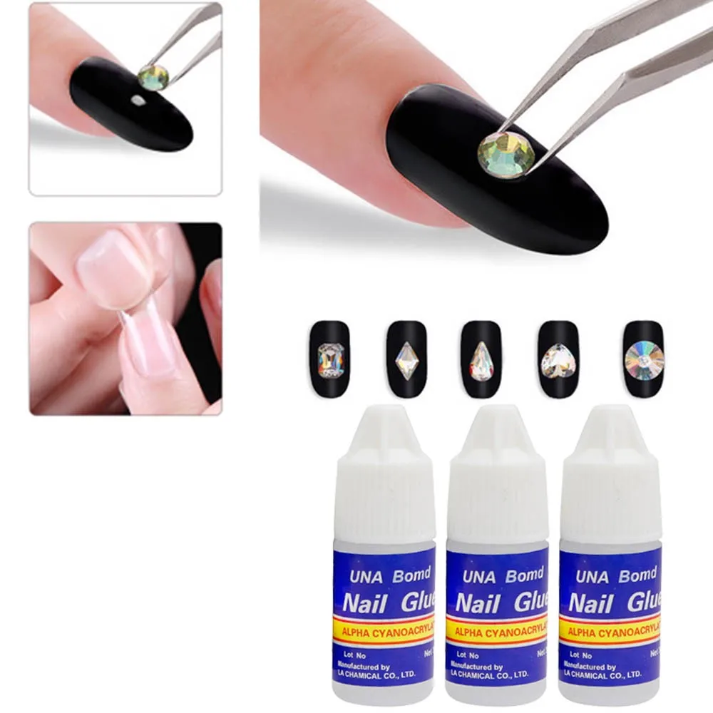 1Set*3g Fast Drying Bond Nail Glue for False Nail Tips Strong Adhesive Glue Professional Acrylic Art Nail Rhinestone Glue Gel &*