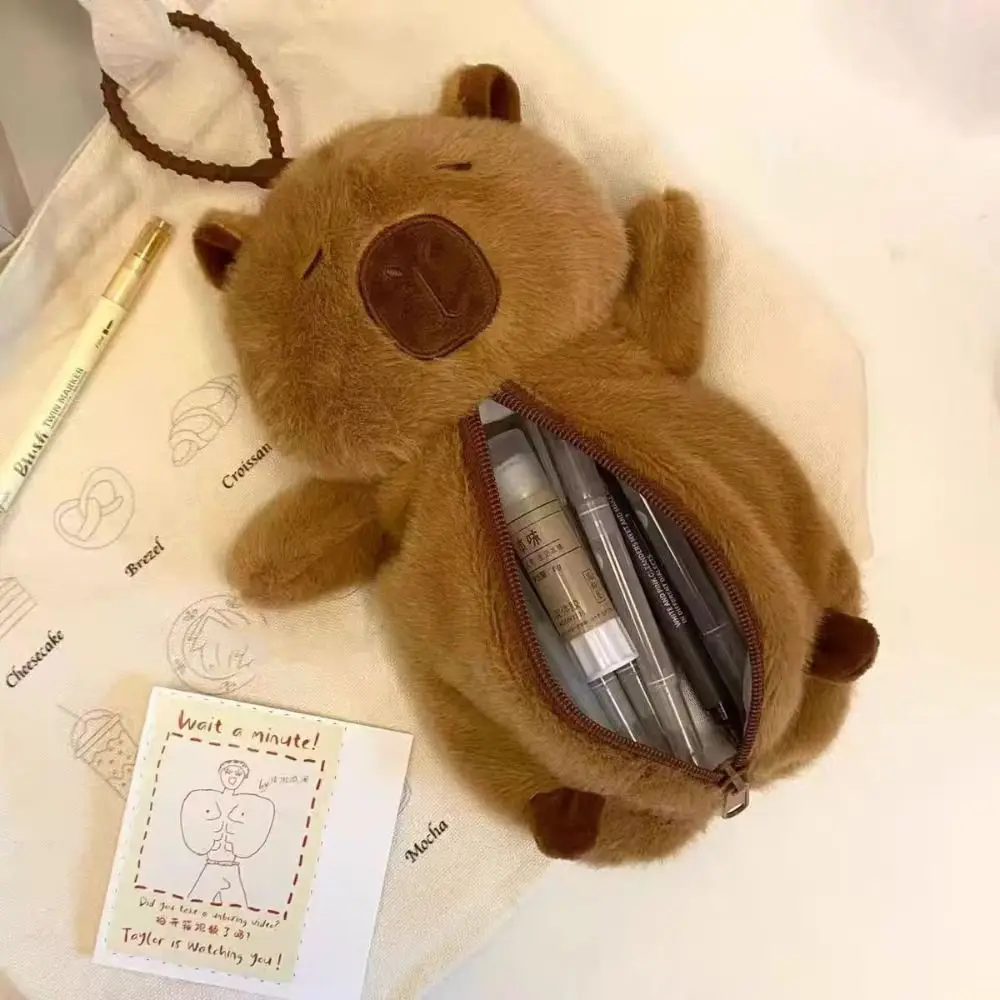 High Quality Plush Pen Bag Large Capacity Capybara Toy Pencil Case Multifunctional Pen Box Student