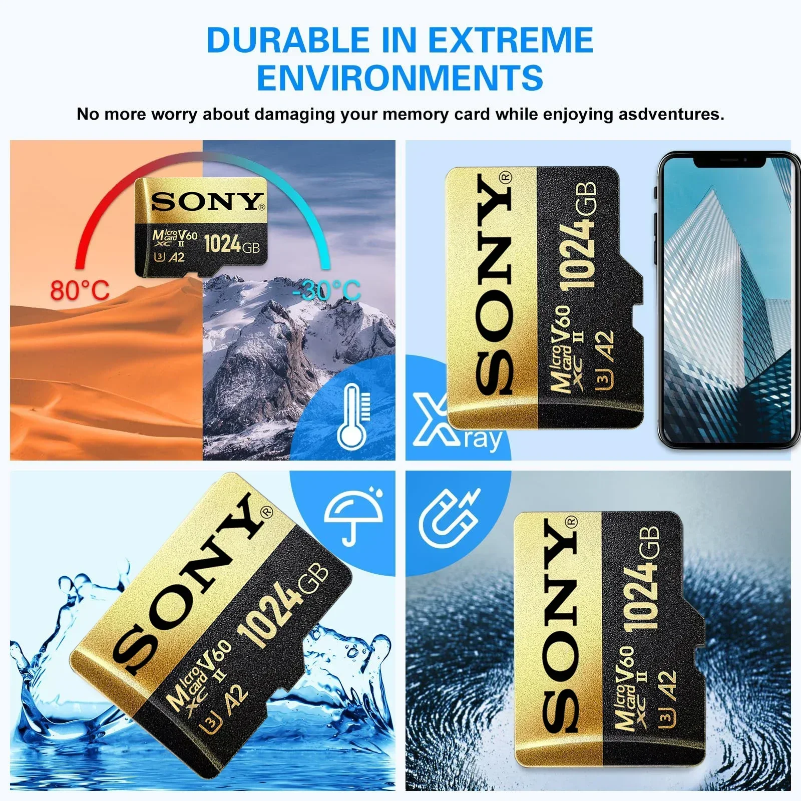 SONY-Carte Micro SD Ultra, SD/TF, Mémoire Flash, 128 Go, 256 Go, 512 Go, 1024 Go, Micro SD, pour Téléphone, Mecard 10, Livraison Directe