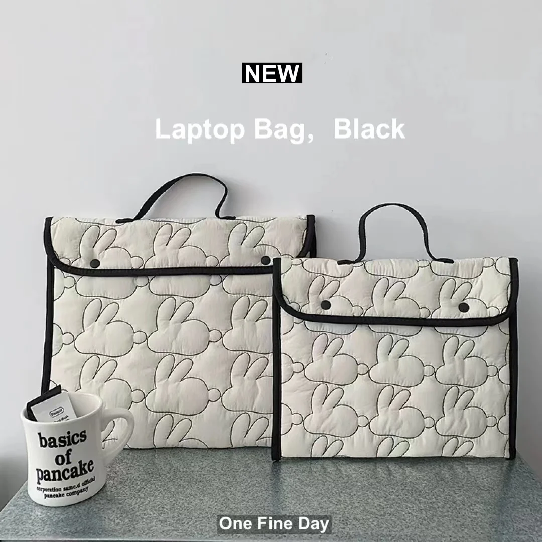 Embroidered Rabbit Design Laptop Handbag 13.3 13.6 14 Inch For Macbook Air Pro  Dell Samsung Lenovo Ipad 9.7-11 Tablet Bag