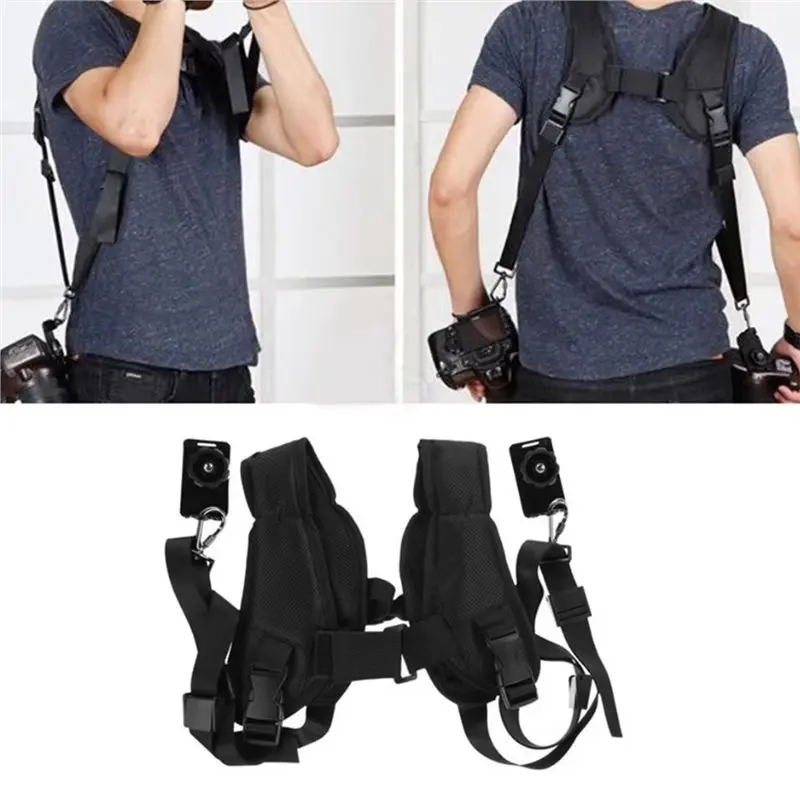 A97I-Portable Shoulder Strap Sling Camera Belt Quick Adjustment Accessories For Two DSLR Digital Cameras Camera Mount