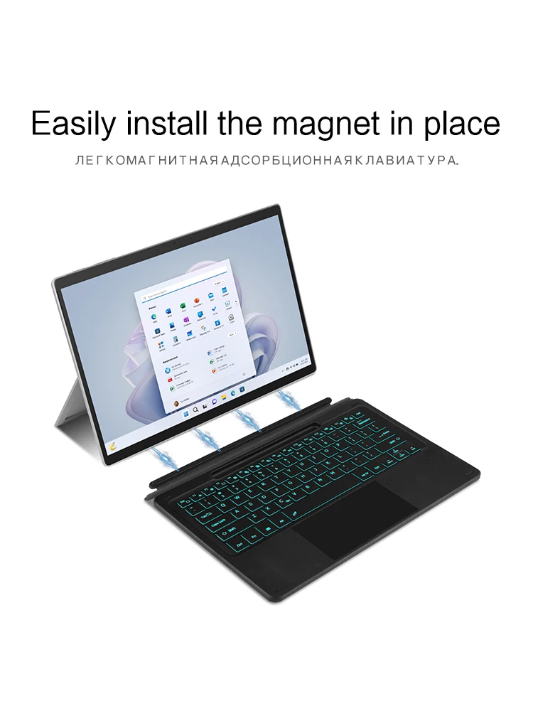 Clavier Bluetooth pour Microsoft Surface Pro 11 2024 10 9 8 X clavier rétroéclairé sans fil TouchPad pour Surface Pro11 Pro10 pro9/8