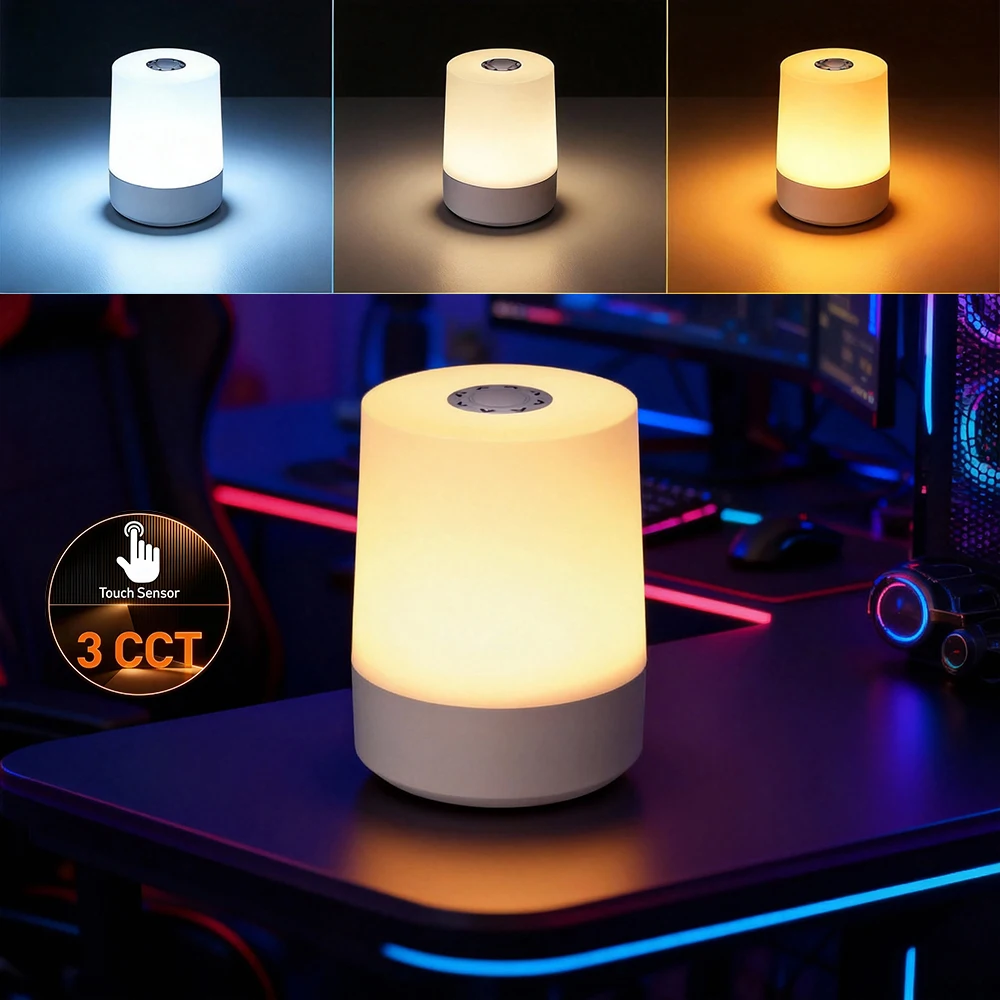 

Rechargeable LED Night Light 3CCT Dimmable Touch Dimmer Remote Control Bedside Table Lamp for Bedroom Reading Decor