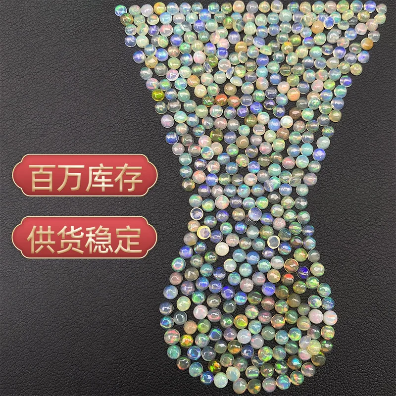 Wholesale 10pcs Natural Genuine Fire Opal 3mm 4mm 5mm 6mm Round Semi-Precious Gemstone Cabochon Ring Face For Jewelry
