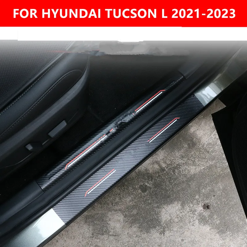 FOR HYUNDAI TUCSON L 2021-2023 Stainless Steel Side Door Sill Scuff Plate Gaurds Pedal Pad Protector Car Accessories Sticker