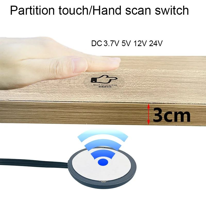 LED regulable detección táctil manos ocultas barrido atenuador Sensor interruptor penetrante Panel de madera Interruptor táctil DC 12V 24 60W personalizado