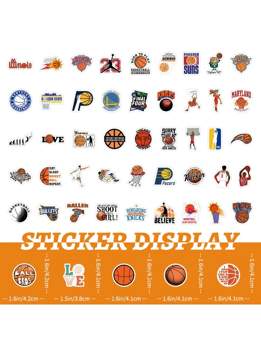 100 New Basketball Stickers Personalized Creative Mobile Phone Skateboard Refrigerator Cabinet Decorative Stickers