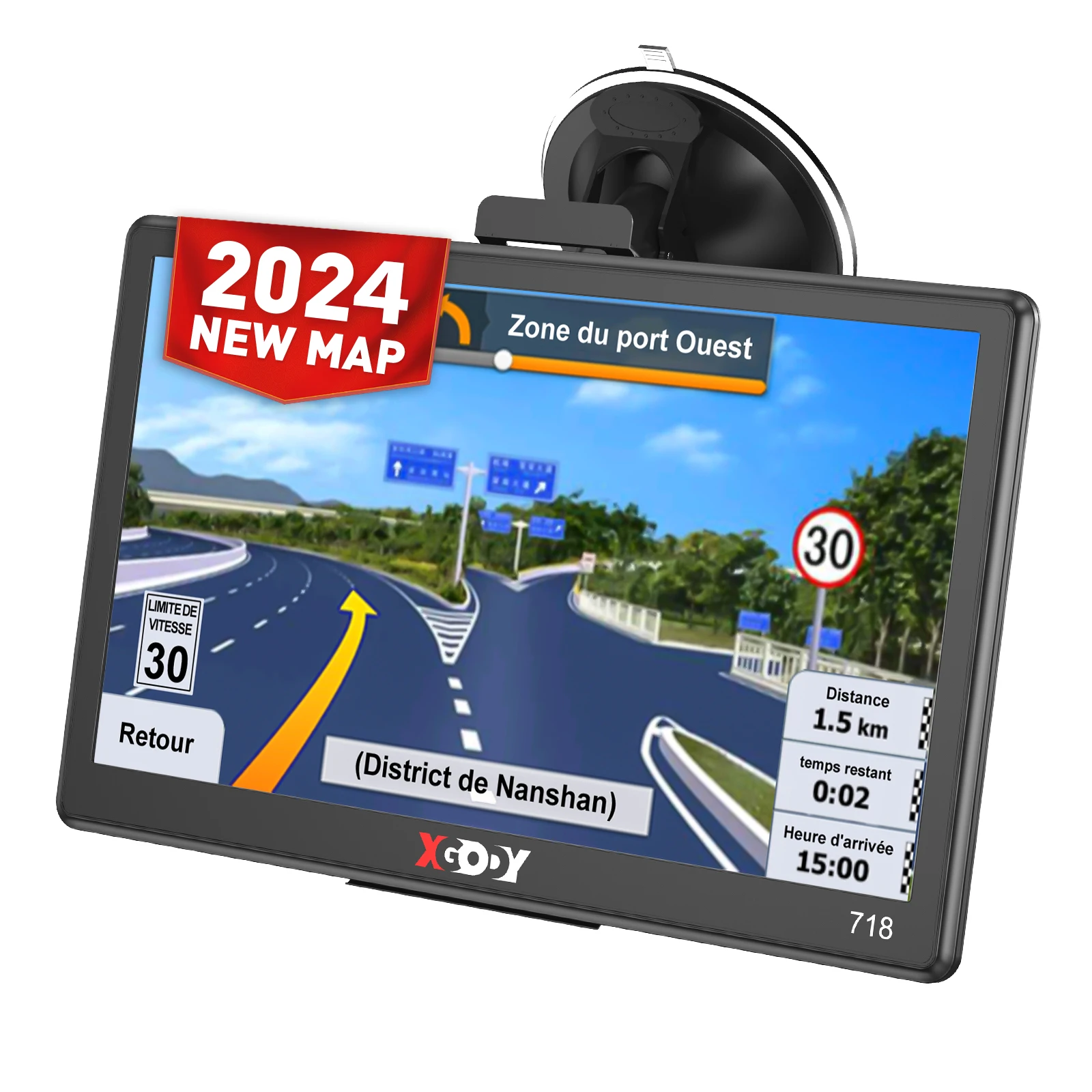 XGODY Navigateur GPS portable pour camion 7 pouces, navigation pour voiture, 8 Go, 256 Mo, cartes européennes gratuites
