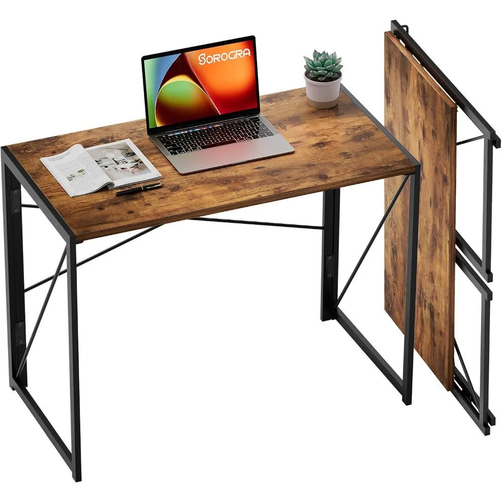 

Folding Desk 31.5 inch Foldable Small Portable Computer Desks, Spaces Saving Writing Sturdy Table for Bedroom, Home Office, Dor