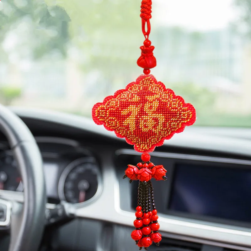 Safe Lucky New Printing Ping An Fu Automobile Hanging Ornament Cross Stitch Full Of Beads Festive Protective Talisman