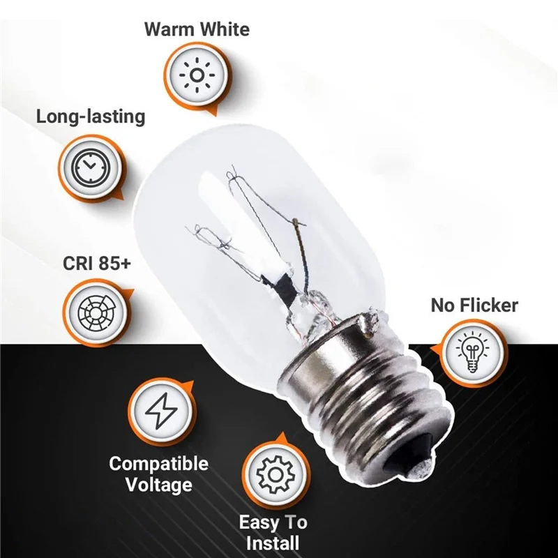WORTHOWN-Lampadina per microonde 40W E17 125V Parte di ricambio - Misura perfetta per microonde Whirlpool e lampade lava - Confezione da 12