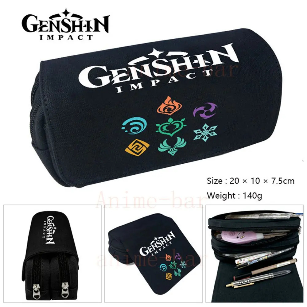 Game Genshin Impact Element Pencil case Student School Supplies Anime Stationery Box High-Capacity Makeup Cosmetic Bag